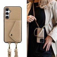 Selencia Coque de télephone Sera avec cordon et porte-cartes enveloppe Samsung Galaxy A35 - Taupe