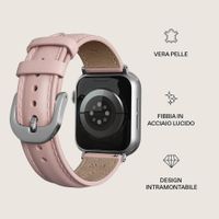 Burga Bracelet en cuir véritable  - Apple Watch | 44/45/46/49 mm / Connexion universelle 20 mm - Pillow Talk / Silver