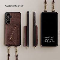 Selencia Coque de télephone Sera avec cordon et porte-cartes enveloppe Samsung Galaxy S25 FE - Chocolate Brown
