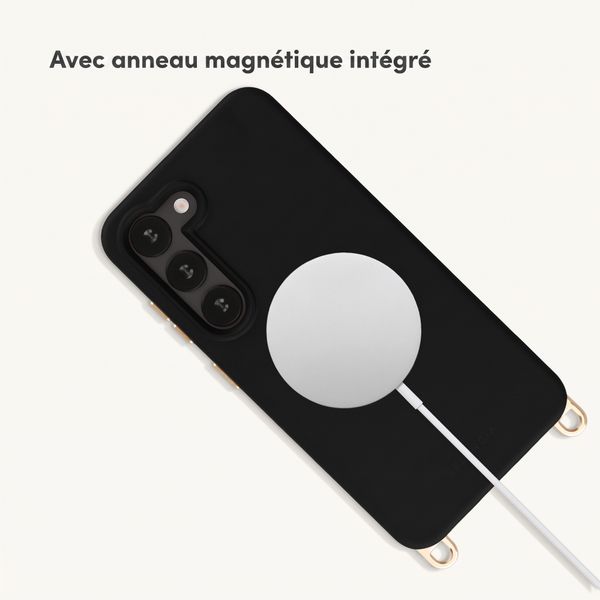 Selencia Coque arrière Rivièra avec MagSafe avec crochets amovibles Samsung Galaxy S23 - Velvet Black