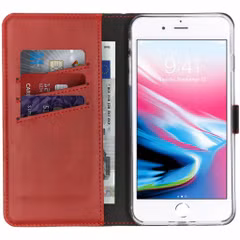 Selencia Étui portefeuille en cuir véritable Apple iPhone 8 Plus / 7 Plus - Rouge