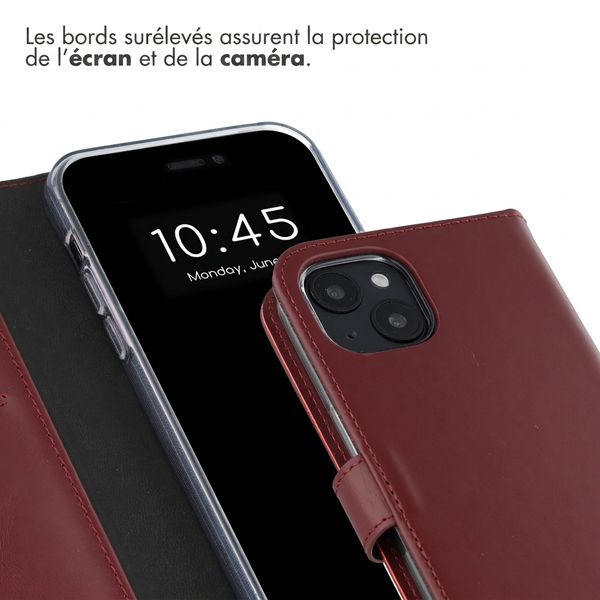 Selencia Étui portefeuille en cuir véritable Apple iPhone 14 - Burgundy