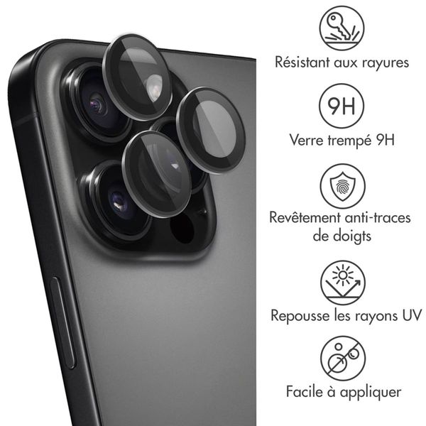 imoshion Lot de 2 protections d'objectif de caméra Apple iPhone 16 Pro / 16 Pro Max - Noir / Titanium