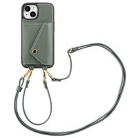 Selencia Coque de télephone Sera avec cordon et porte-cartes enveloppe Apple iPhone 15 - Sage Green
