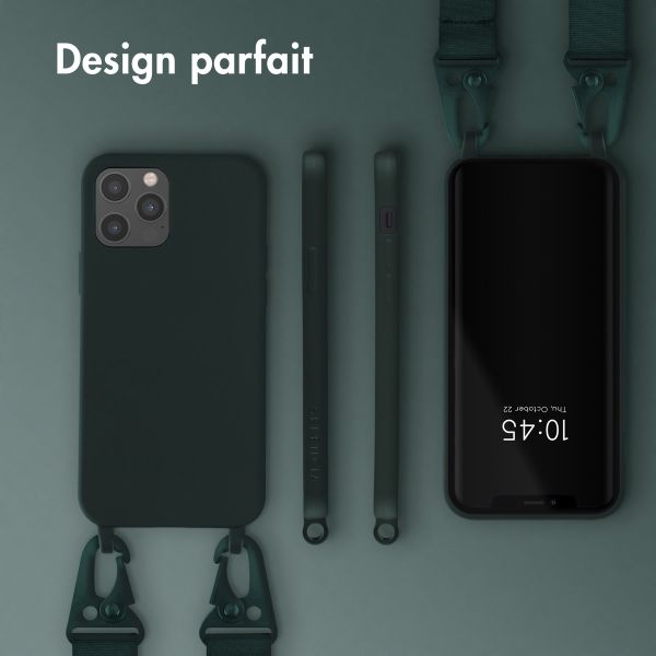 Selencia Coque silicone avec cordon amovible Apple iPhone 12 (Pro) - Vert foncé