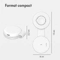 imoshion Chargeur de voyage sans fil 2-en-1 25 W - iPhone / AirPods / Apple Watch - Qi2.2 - Blanc