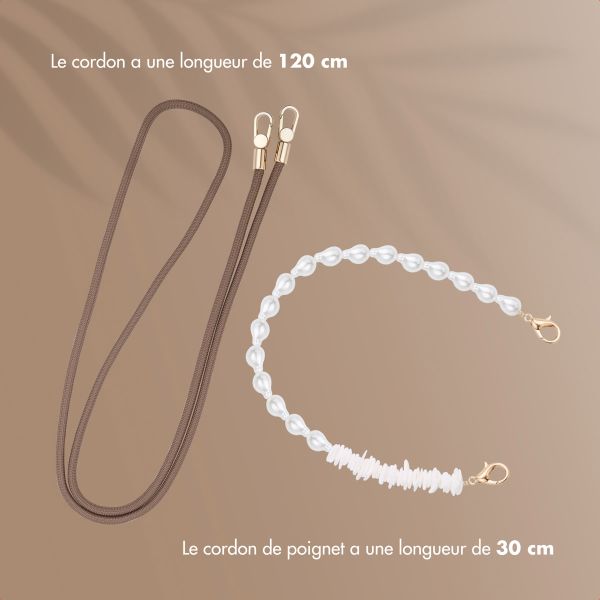 Selencia Ensemble de cordons pour téléphone avec perles et coquillages - Mocha Brown