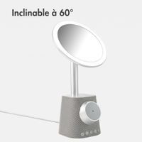 imoshion Miroir de maquillage avec haut-parleur Bluetooth et chargeur sans fil - Argenté