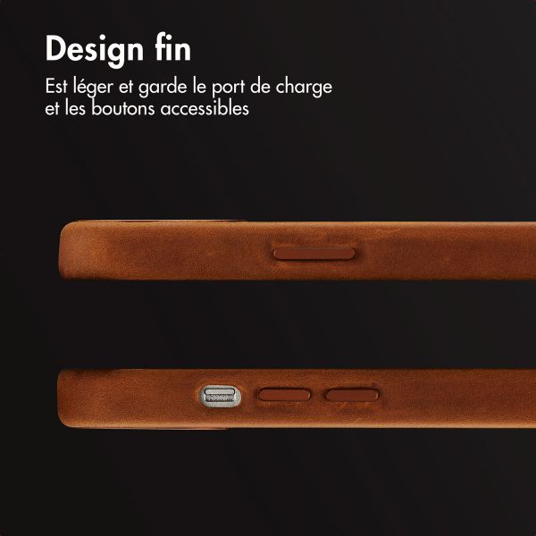 Accezz Coque MagSafe en cuir vintage Apple iPhone 13 - Tabacco Cognac