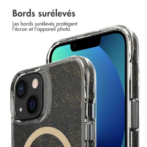 imoshion Coque arrière transparente Pailletée avec MagSafe Apple iPhone 13 - Doré