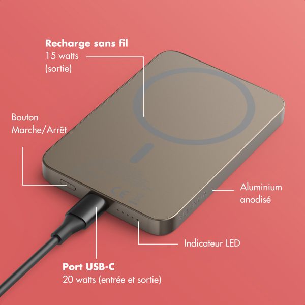Selencia Powerbank Vivid 5 000 mAh - MagSafe et Qi - Desert Gold / Rosy Marble
