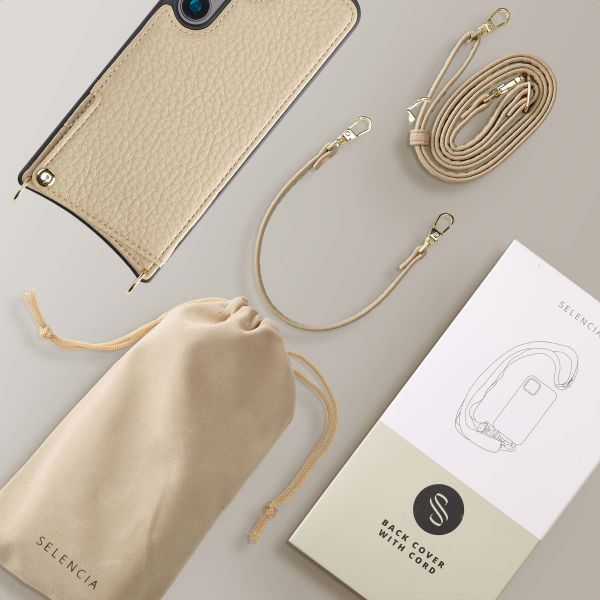 Selencia Coque de télephone Nova avec cordon et porte-cartes Samsung Galaxy S24 - Beige