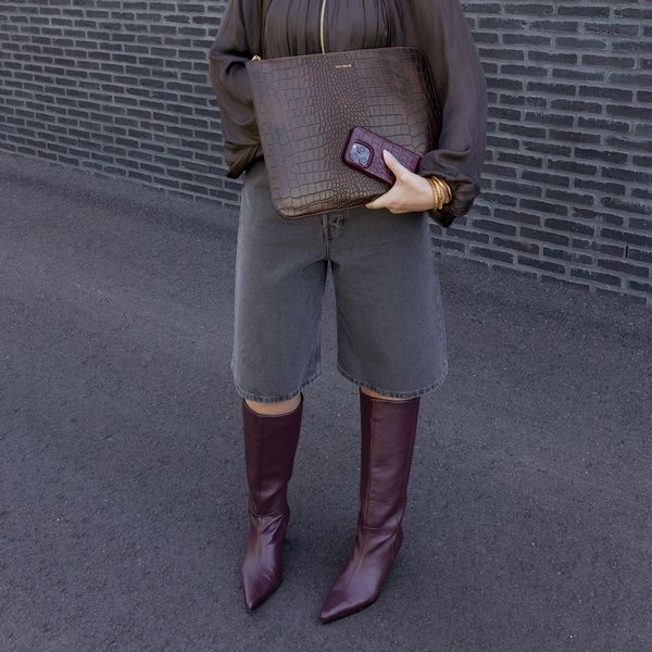 Selencia Pochette ordinateur Croco 14 pouces - Choco Brown