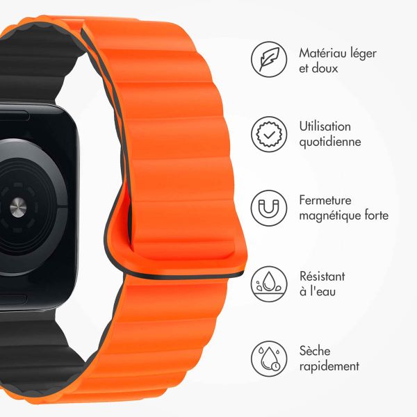 imoshion Bracelet en silicone magnétique Apple Watch | 38/40/41/42 mm - Orange & Noir