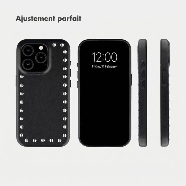 Selencia Coque arrière Studs avec MagSafe Apple iPhone 15 Pro - Velvet Black
