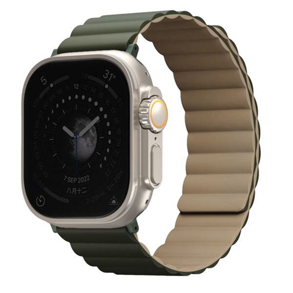 Uniq Bracelet Revix réversible Apple Watch | 44/45/46/49 mm - Moss Green / Tan