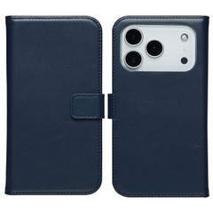 Selencia Étui portefeuille en cuir véritable Apple iPhone 17 Pro - Bleu