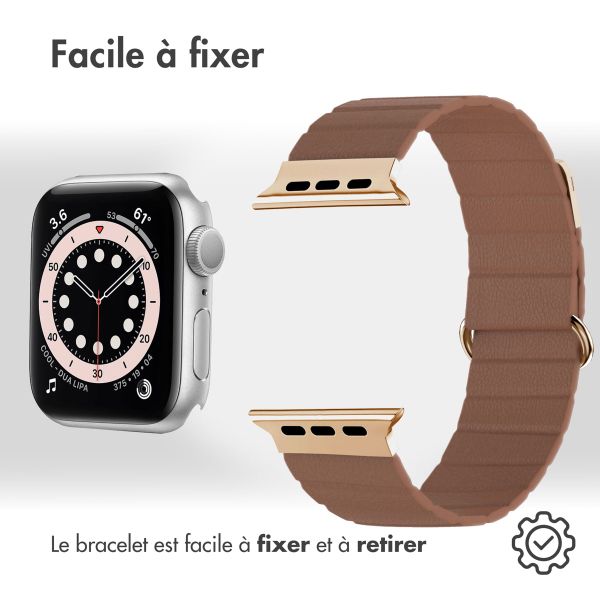 imoshion Bracelet en cuir magnétique Apple Watch | 38/40/41/42 mm - Marron