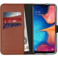 Selencia Étui portefeuille en cuir véritable Samsung Galaxy A20e - Marron clair