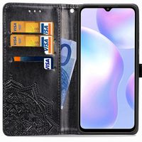 Etui de télephone portefeuille Mandala Xiaomi Redmi 9A - Noir