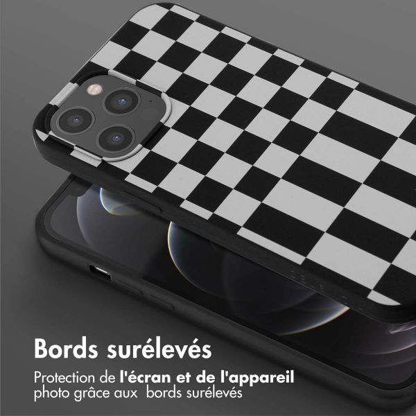 Selencia Coque design en silicone avec cordon amovible Apple iPhone 12 Pro Max - Irregular Check Black
