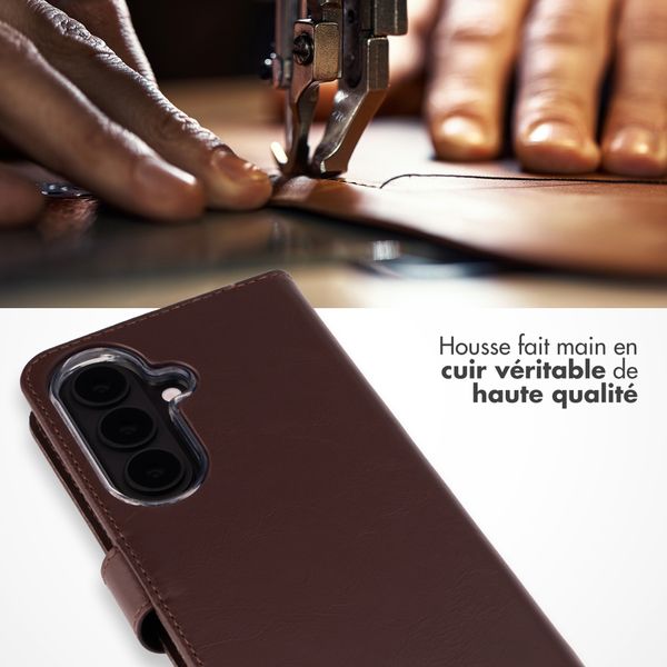 Selencia Étui portefeuille en cuir véritable Samsung Galaxy S26 - Marron