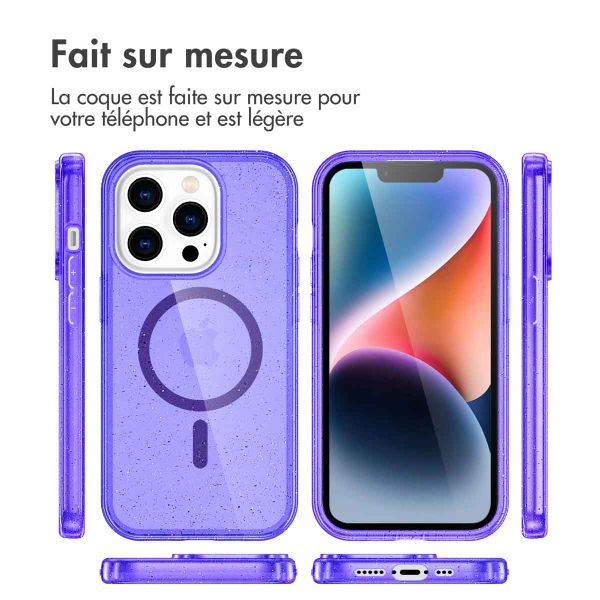imoshion Coque Pailletée avec MagSafe Apple iPhone 14 Pro - Paillettes Violet