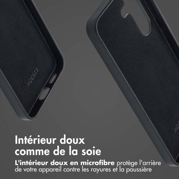 Accezz Coque arrière en cuir avec MagSafe Samsung Galaxy S25 - Onyx Black