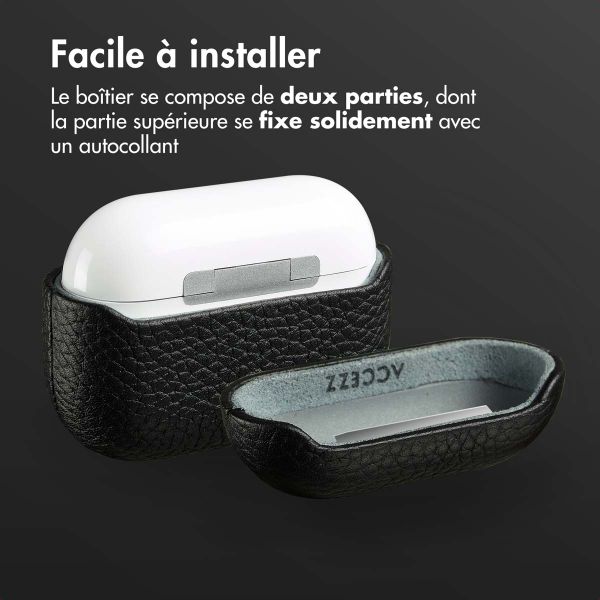 Accezz Coque en cuir véritable  Apple Airpods Pro - Noir