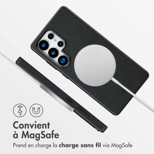 Accezz Coque arrière en cuir avec MagSafe Samsung Galaxy S25 Ultra - Onyx Black