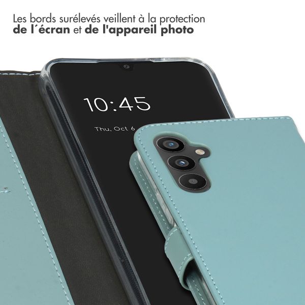Selencia Étui portefeuille en cuir véritable Samsung Galaxy A34 (5G) - Air Blue