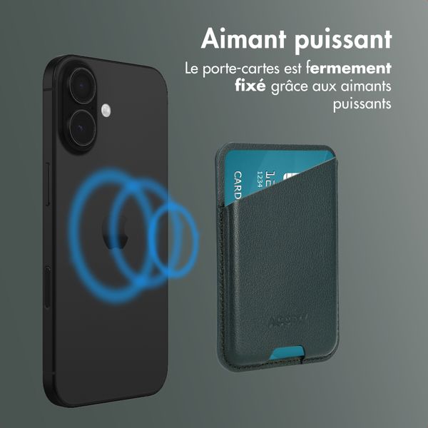 Accezz Porte-cartes en cuir magnétique - Compatible avec Apple Find My - Cedar Green