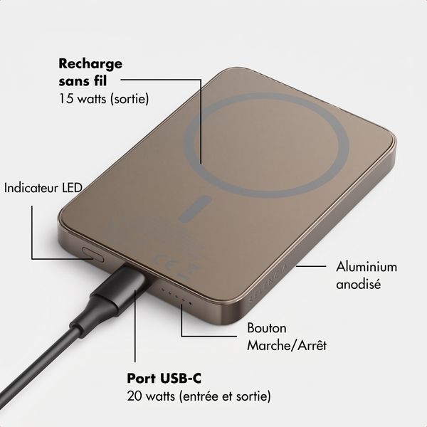 Selencia Powerbank Vivid 5 000 mAh - MagSafe et Qi - Desert Gold / Rebel Crush
