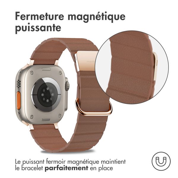 imoshion Bracelet en cuir magnétique Apple Watch | 44/45/46/49 mm - Marron