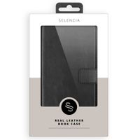 Selencia Étui portefeuille en cuir véritable Samsung Galaxy A21s - Noir
