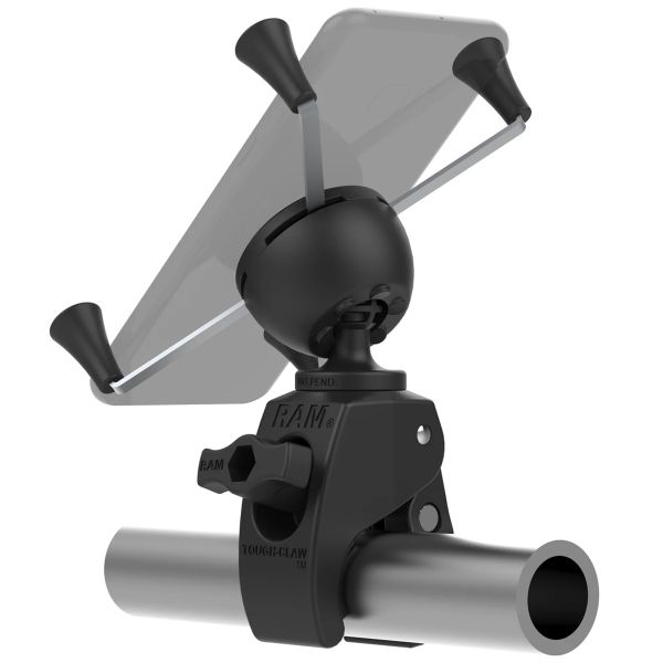 RAM Mounts Support de téléphone X-Grip® Tough-claw pour vélo / scooter / moto - Rotation à 360° - Universel - Grand - Noir