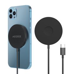 Accezz Wireless Charger USB-C - Chargeur MagSafe sans fil - 1 mètre - Noir