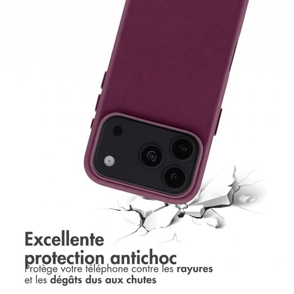 Accezz Coque arrière en cuir avec MagSafe Apple iPhone 18 Pro / 17 Pro - Heath Purple