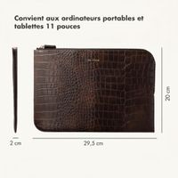 Selencia Pochette ordinateur Croco 11 pouces - Choco Brown