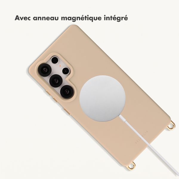 Selencia Coque arrière Rivièra avec MagSafe avec crochets amovibles Samsung Galaxy S25 Ultra - Milky Latte
