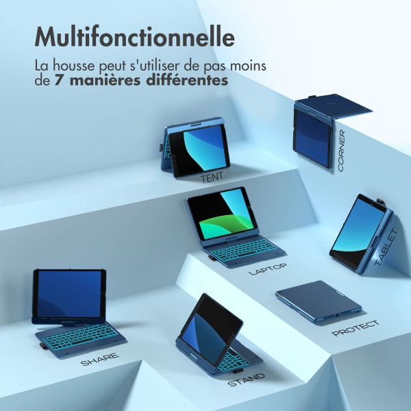 Accezz Bookcase clavier 360 Slim QWERTY Apple iPad 9 (2021) 10.2 pouces / iPad 8 (2020) 10.2 pouces / iPad 7 (2019) 10.2 pouces - QWERTY / NL - Bleu foncé