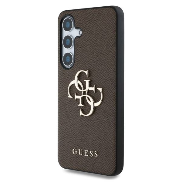 Guess Coque 4G Metal Logo Saffiano Samsung Galaxy S25 Plus - Marron