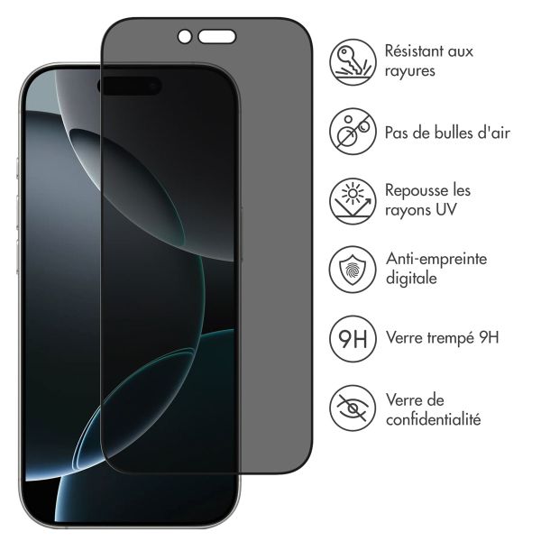 Accezz Protection d'écran en verre trempé Privacy Apple iPhone Air
