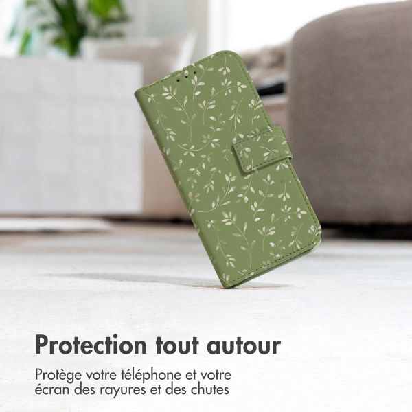 imoshion Étui de télephone portefeuille Design Samsung Galaxy A55 - Green Flowers
