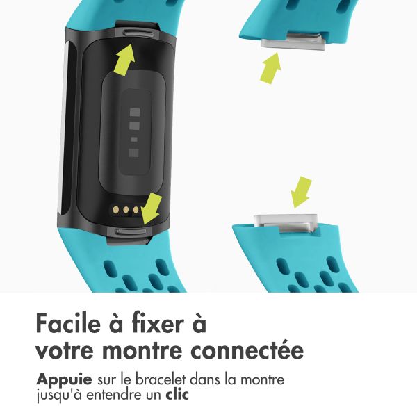 imoshion Bracelet sport en silicone avec boucle Fitbit Charge 5 / 6 - Turquoise