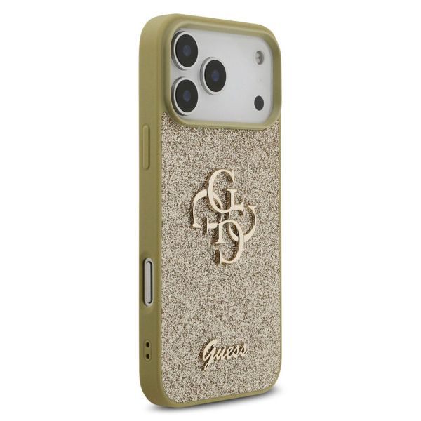 Guess Coque 4G Metal Logo Glitter Apple iPhone 17 Pro - Doré