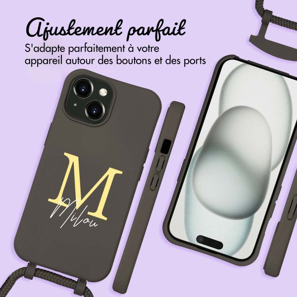 Coque Color MagSafe avec cordon amovible et photo et/ou texte personnalisés Apple iPhone 15 - Lettre