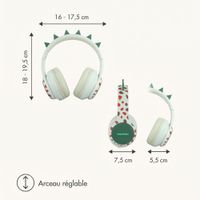 imoshion Casque sans fil pour enfants Dino LED Light - Limiteur de décibels - Avec câble AUX - Brown / Orange