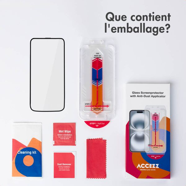 Accezz Protecteur d'écran en verre trempé + Applicateur Apple iPhone 17