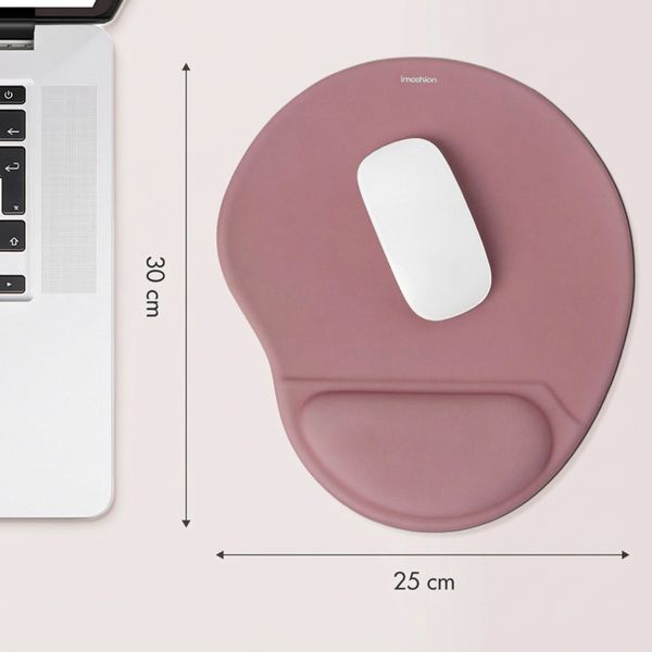 imoshion Tapis de souris ergonomique - Tapis de souris avec repose-poignet - 30 x 25 cm - Vieux rose